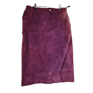 Vintage Jacqueline Ferrar Leather Skirt Womens 14 Purple Pencil Workwear Retro